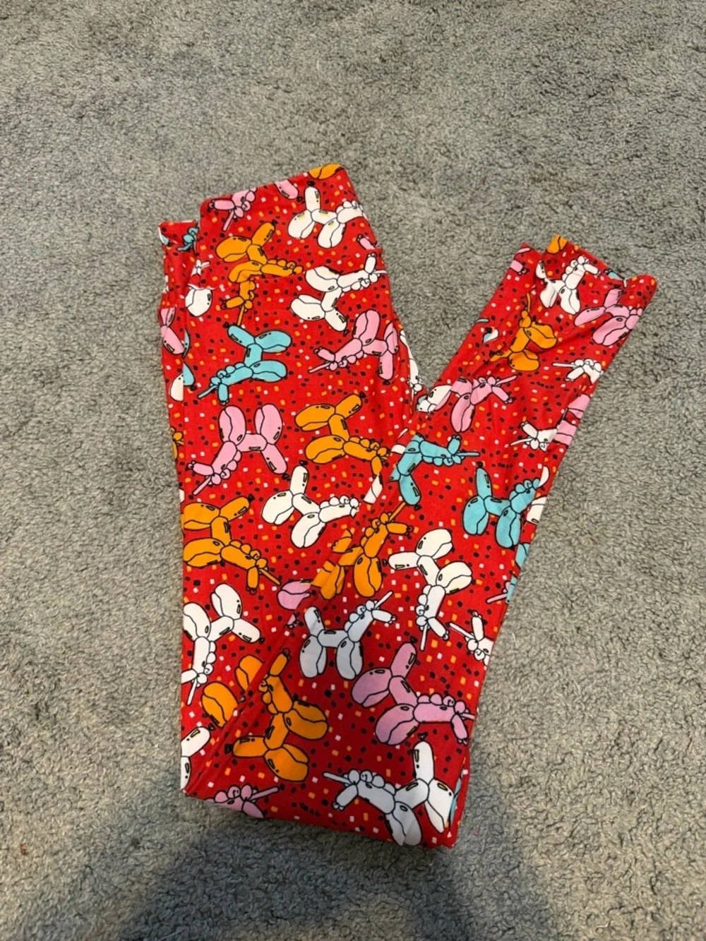 LuLaRoe Red Balloon Animal Print Leggings